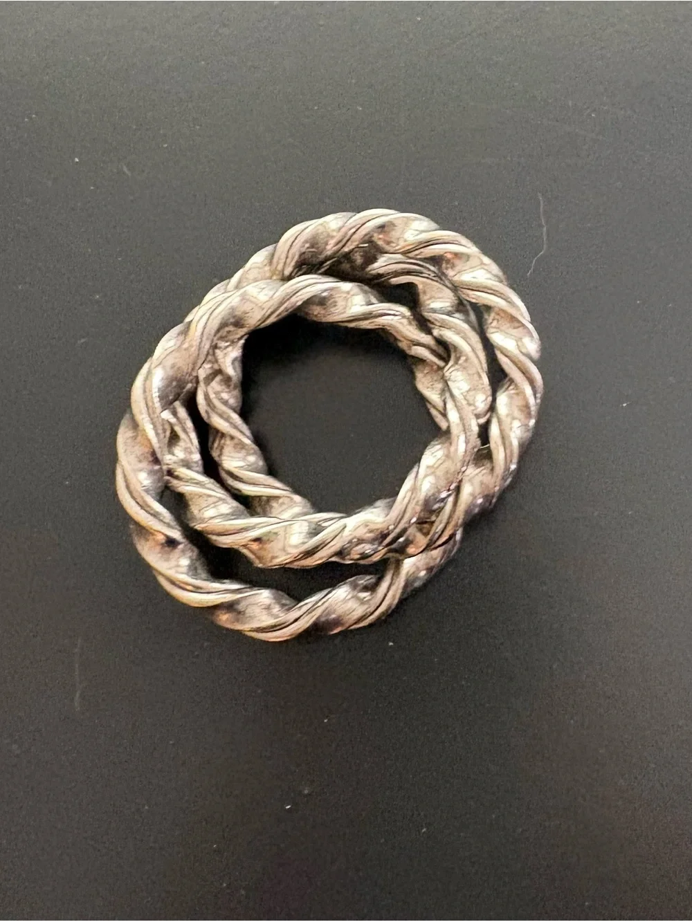 Triple Twisted Silver-tone Napkin Rings Heavy Metal Napkin Rings Set of Four 4